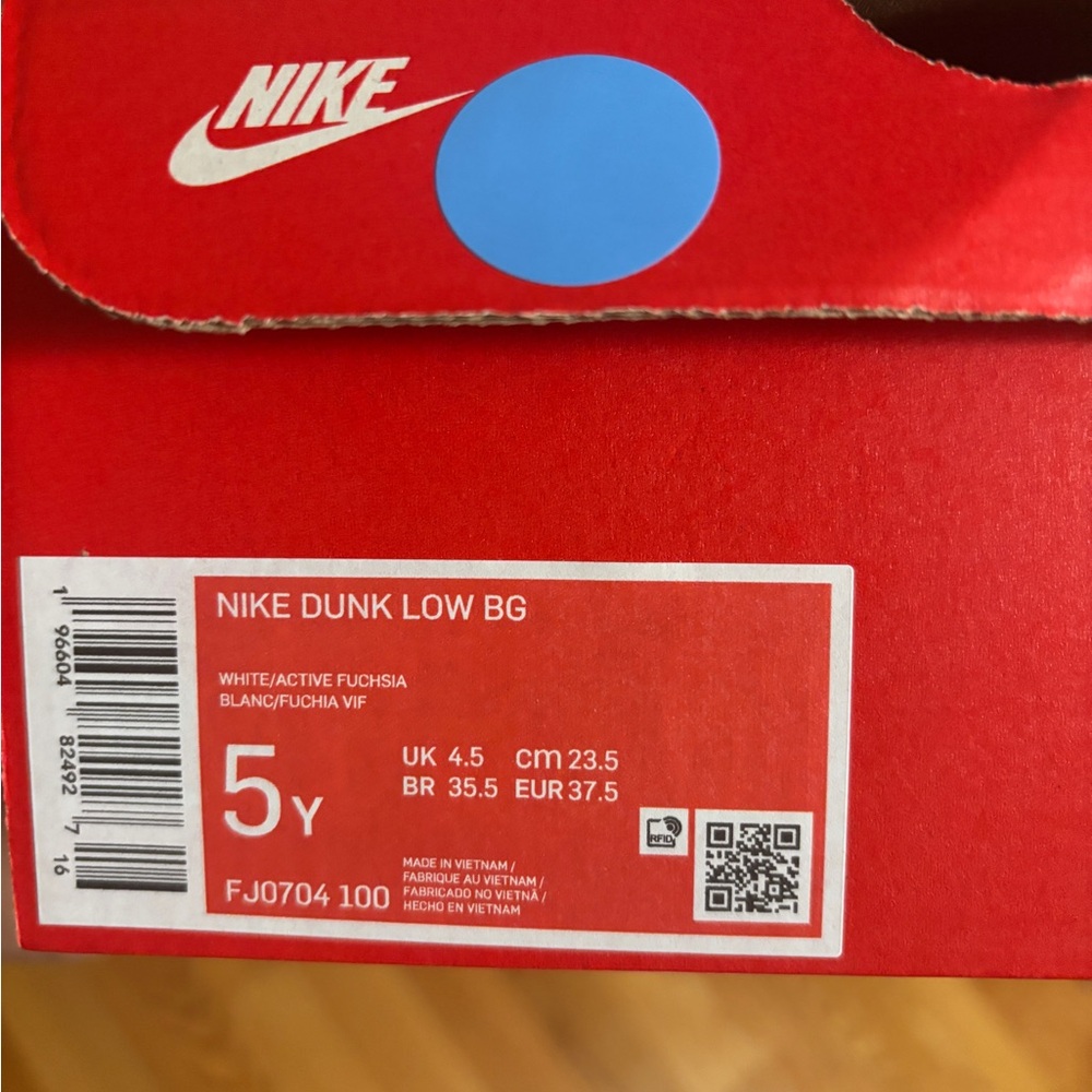 Nike Dunk Low Active Fuchsia Pink White Shoes FJ0704-100 (GS) - Picture 8 of 12